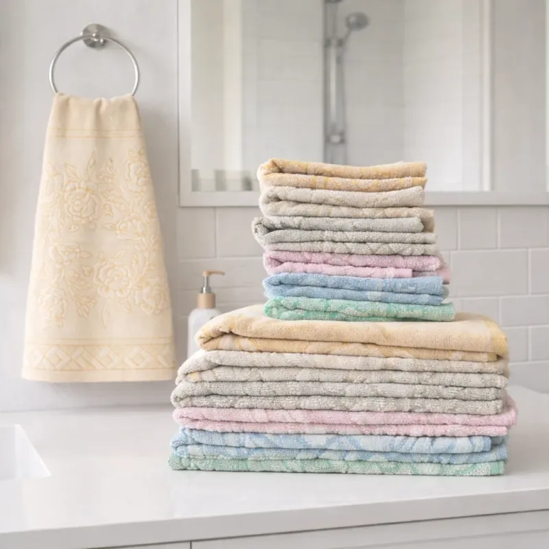Set da 6 Ospite o Asciugamano Spugna Velour Rose in puro cotone – Karì Esclusivo