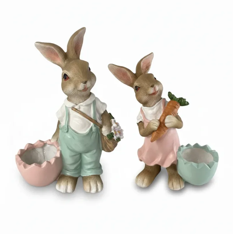 Scelto Dai Clienti Coppia Conigli dell’Orto in Resina 16x22 cm - Regal Collection