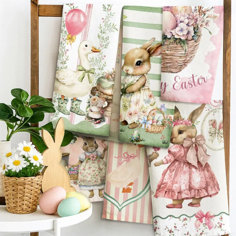 Nuova Collezione Set da 6 Strofinacci Pasquali Giardino Segreto - Maestri Cotonieri Home