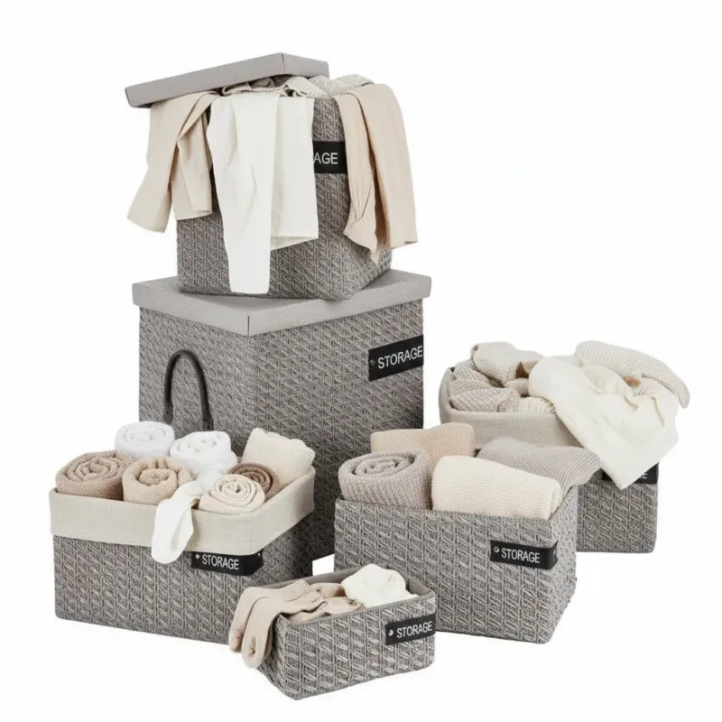 Spedizione Espresso Storage Portabiancheria Tessuto Grigio con Coperchio Montemaggi – Disponibile in 3 Misure