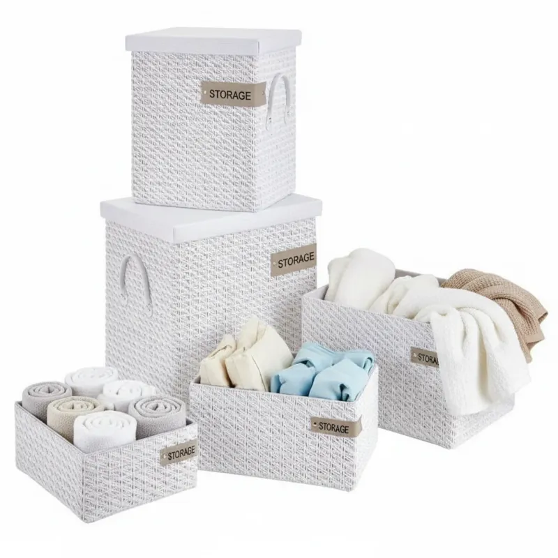 Storage Portabiancheria Tessuto Bianco con Coperchio Montemaggi – Disponibile in 3 Misure Pagamento Sicuro