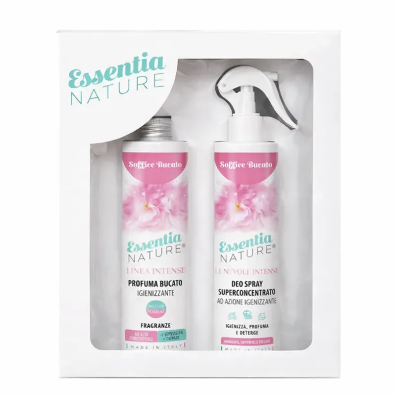 Gift Box Nuvole Spray Igienizzante profumato + Profumo Bucato 250 ml Soffice Bucato - Essentia Esclusivo