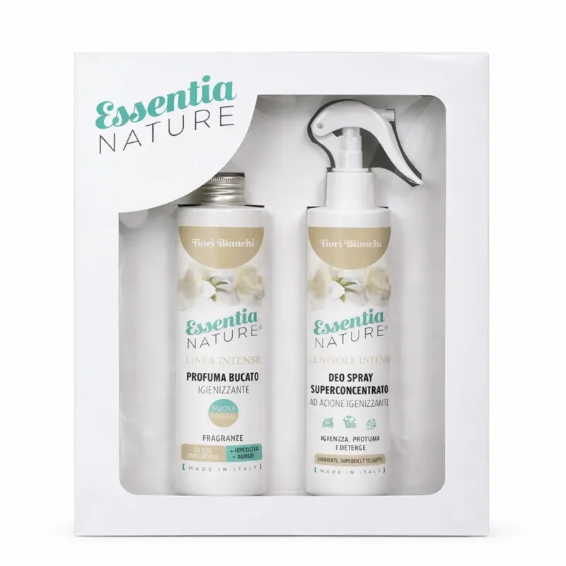 Gift Box Nuvole Spray Igienizzante profumato + Profumo Bucato 250 ml Fiori Bianchi - Essentia Di Tendenza