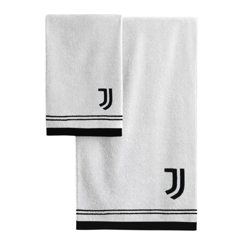 Set Asciugamani 1+1 Juventus Ufficiale 100% Cotone – 100x60 + 60x40 Bianco Nero Saldi