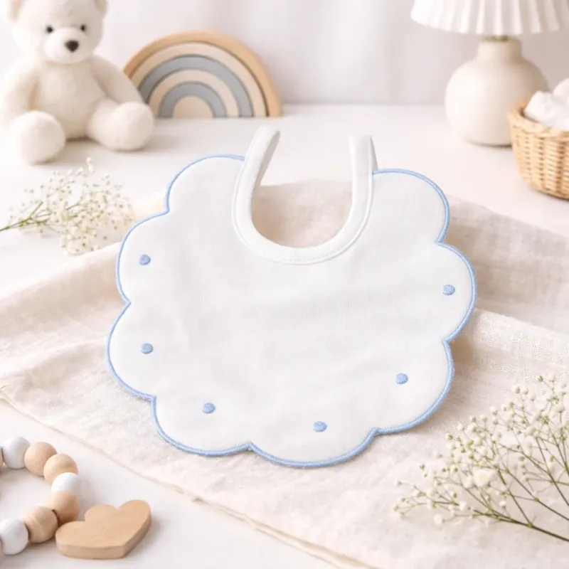 Bavaglino Neonato 193 Pois Cotone Ricamato - Maestri Cotonieri Home Sconto