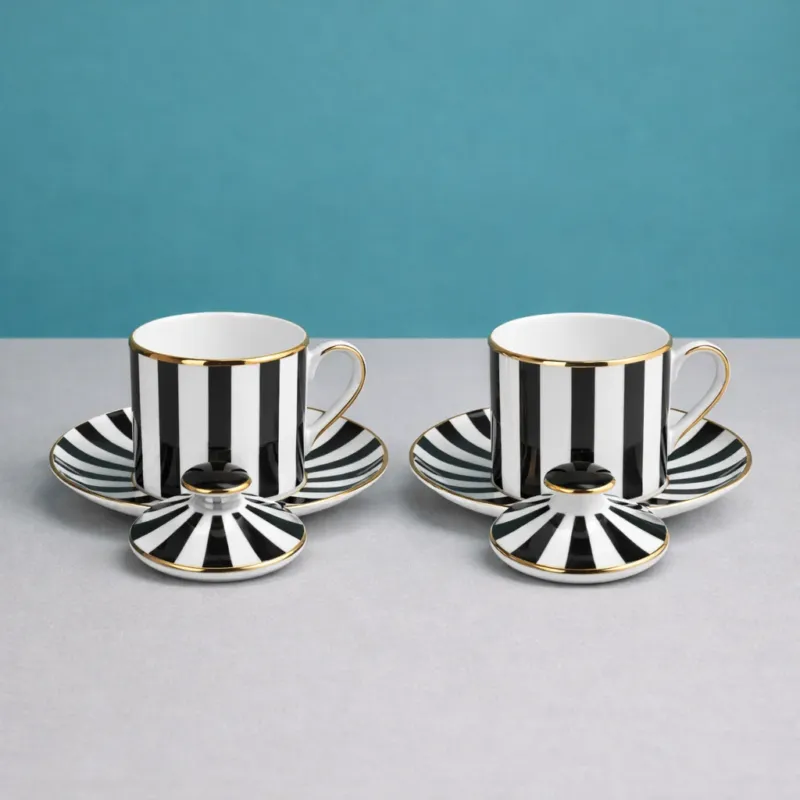 Set 2 Tazze da Tè con Coperchio e Piattino Souvenirs De Voyage - Weissestal Affare