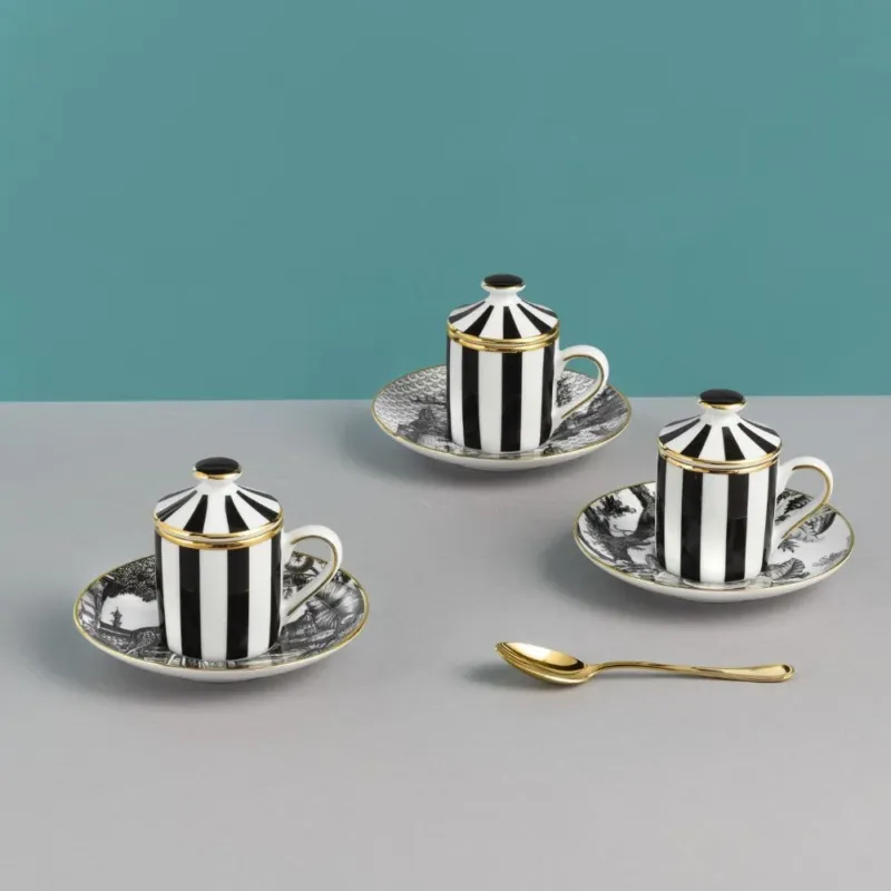 Tazzina Caffè con Piattino e Coperchio Souvenirs De Voyage - Weissestal Nuovo Arrivo