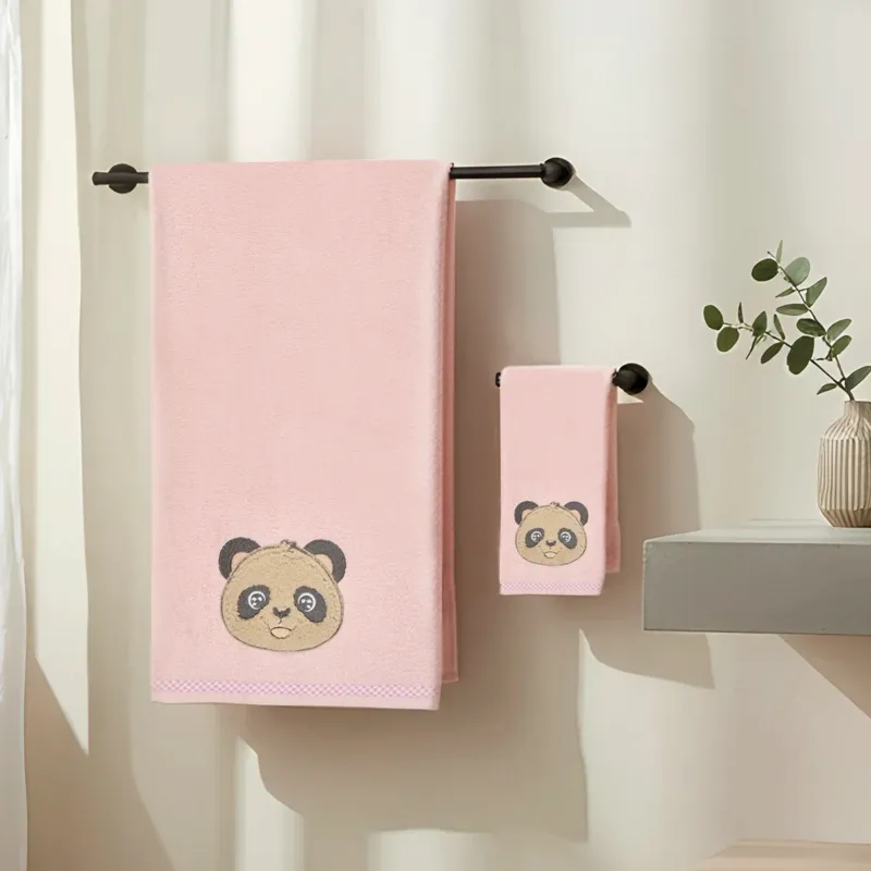 Offerta Speciale Set Asciugamani Baby 1+1 in Spugna di Cotone Panda - Vingi