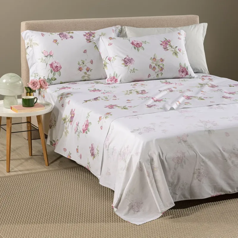 Economico Completo Lenzuola In Cotone Giardino Romantico Matrimoniale - Caleffi