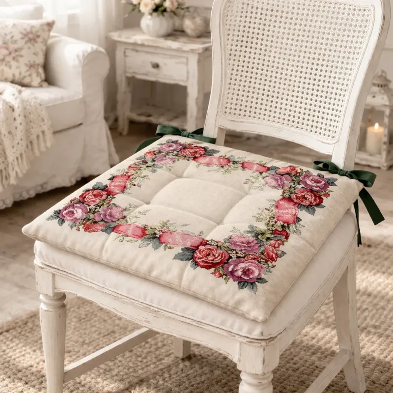 Coppia Cuscini Coprisedia Elegance Rose Shabby - Karì Promo Stagionale