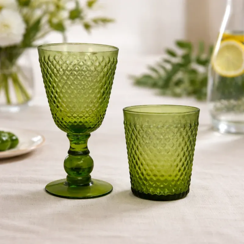 Miglior Prezzo Set 2 Calici/Bicchieri Artiginali Verde - Hanna Home