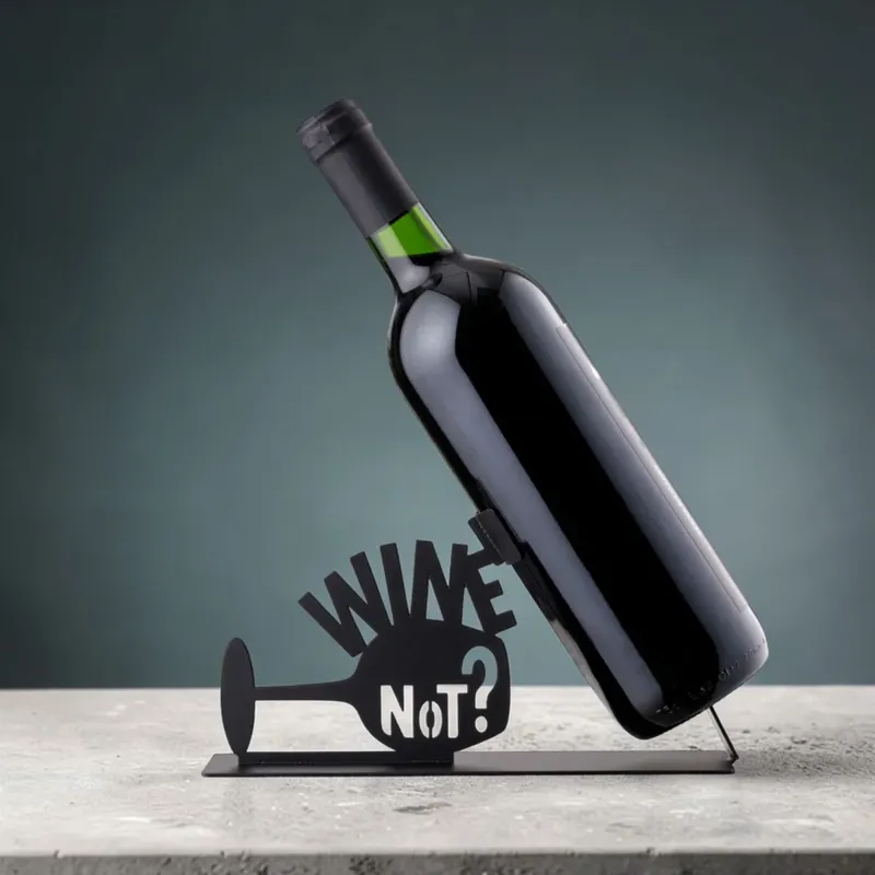 Professionale Portabottiglia in Metallo Nero "Wine Not" 22x11 - Montemaggi