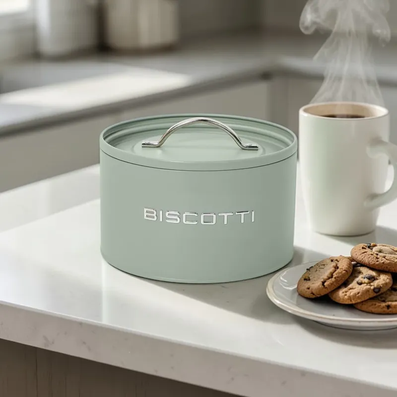 Miglior Prezzo Kitchen Biscottiera in Metallo Verde Salvia 21,5x21,5x12 cm - Montemaggi