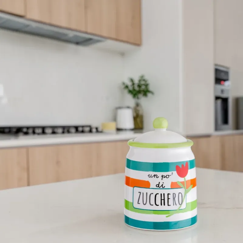 Promozione Esclusiva Barattolo Zucchero Stoneware Life Style ø11x16 cm - Montemaggi