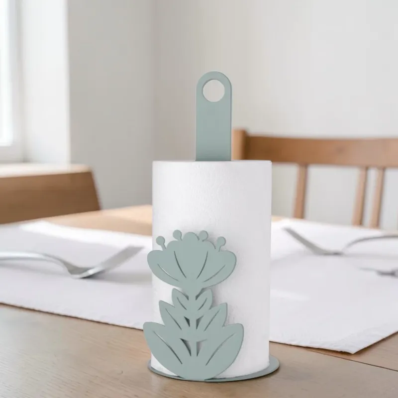 Portarotolo Ibiscus in Metallo Verde Chiaro 15x15x33 cm - Montemaggi Super Prezzo