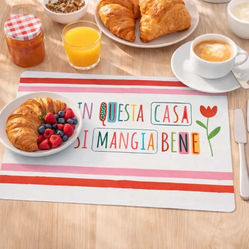 Set 2 Tovagliette "In questa casa si mangia bene" 43,5x28,5 cm - Montemaggi Direttamente Dal Produttore