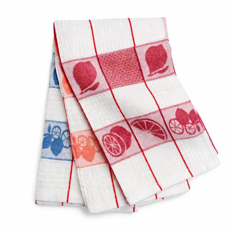 Set 3 Strofinacci Cucina in Cotone 50x70 cm LIMONI - Il filo Reso Gratuito