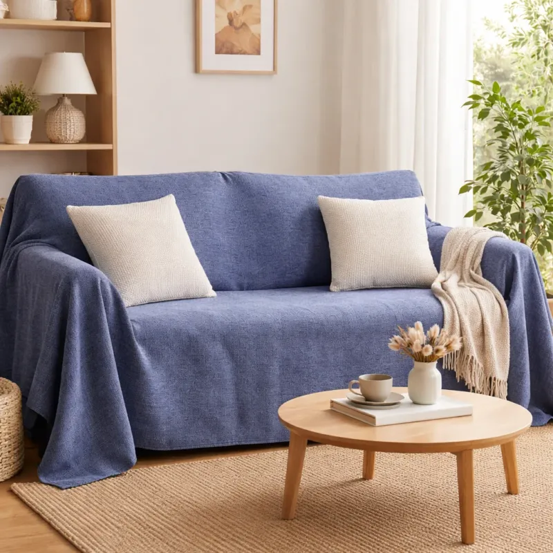 Nuovo Arrivo Telo Arredo Copritutto Denim 2 Posti 260x260 in Cotone - Il Filo