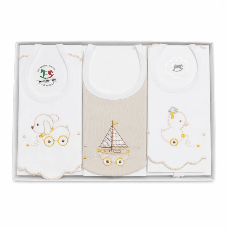 Bavaglino Neonato Ricamato in Cotone art.305 dis.423 - Mio Piccolo Ultime Pezzi