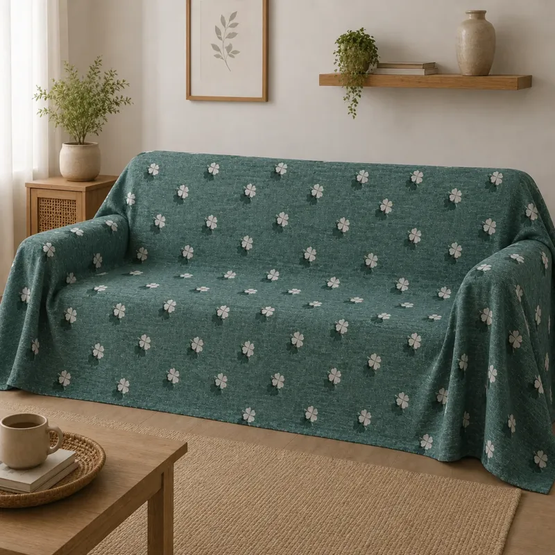 Economico Telo Arredo Copritutto Quadrifoglio 2 Posti 260x260 in Cotone - BA