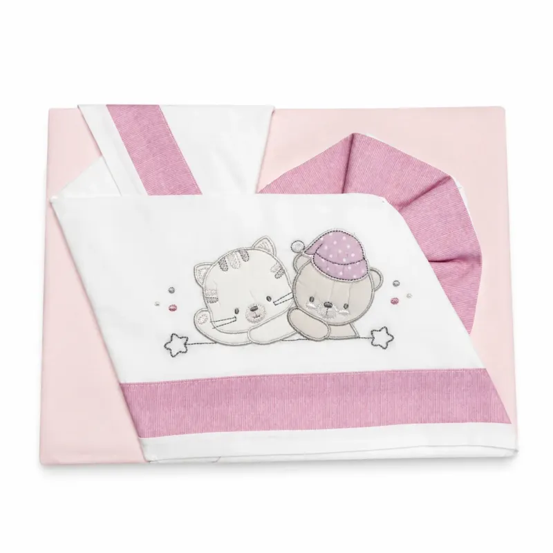 Completo Lenzuola Baby Friends per Carrozzina o Co-sleeping 100% Cotone 3 Pezzi - Bruco Bruco Super Prezzo