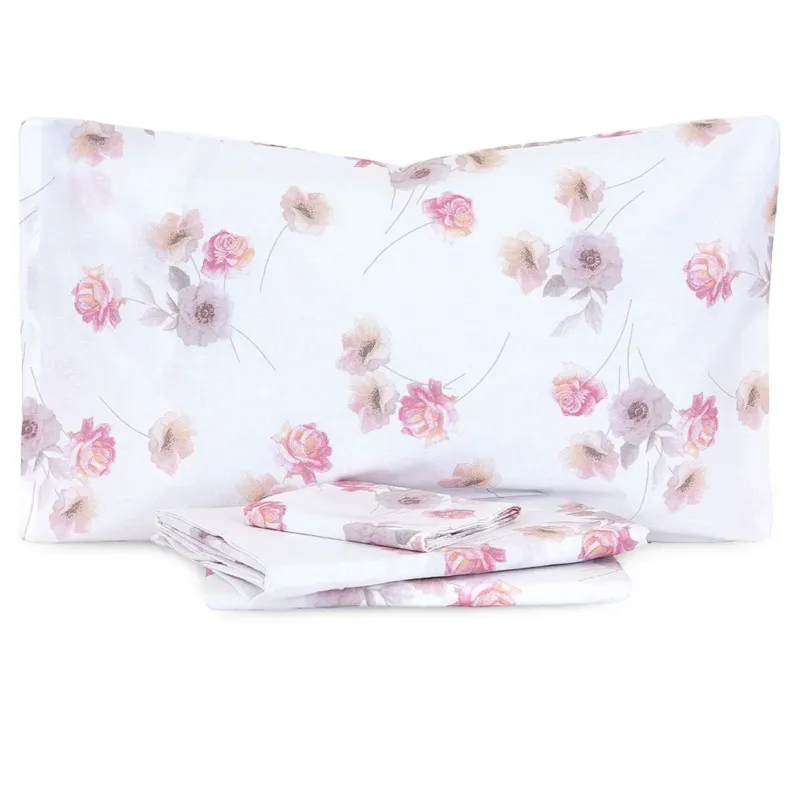Reso Gratuito Completo Lenzuola Flores Caleffi matrimoniale – Floreale in 100% Cotone,