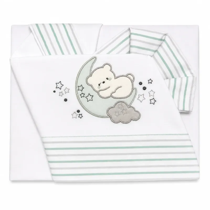 Completo Lenzuola Teddy Moon per Carrozzina o Co-sleeping 100% Cotone 3 Pezzi - Bruco Bruco Occasione Imperdibile