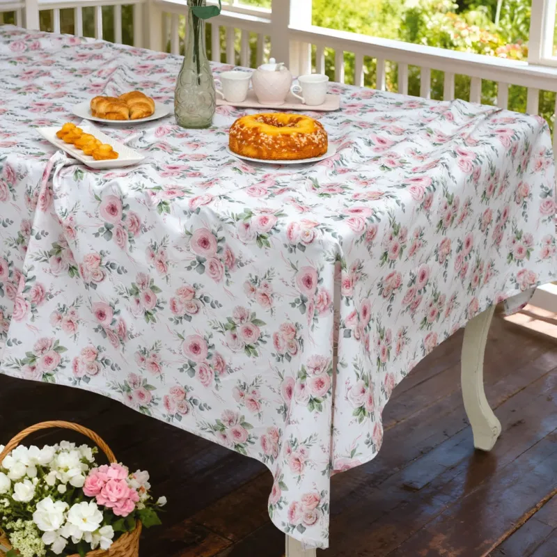 Tovaglia In The Garden Dis. 30 Floreale Shabby Chic 100% Cotone Made in Italy - L‘Atelier 17 Novità