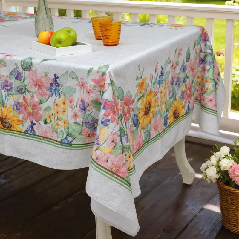 Popolare Tovaglia In The Garden Disegno 32 Floreale 100% Cotone Made in Italy - L‘Atelier 17