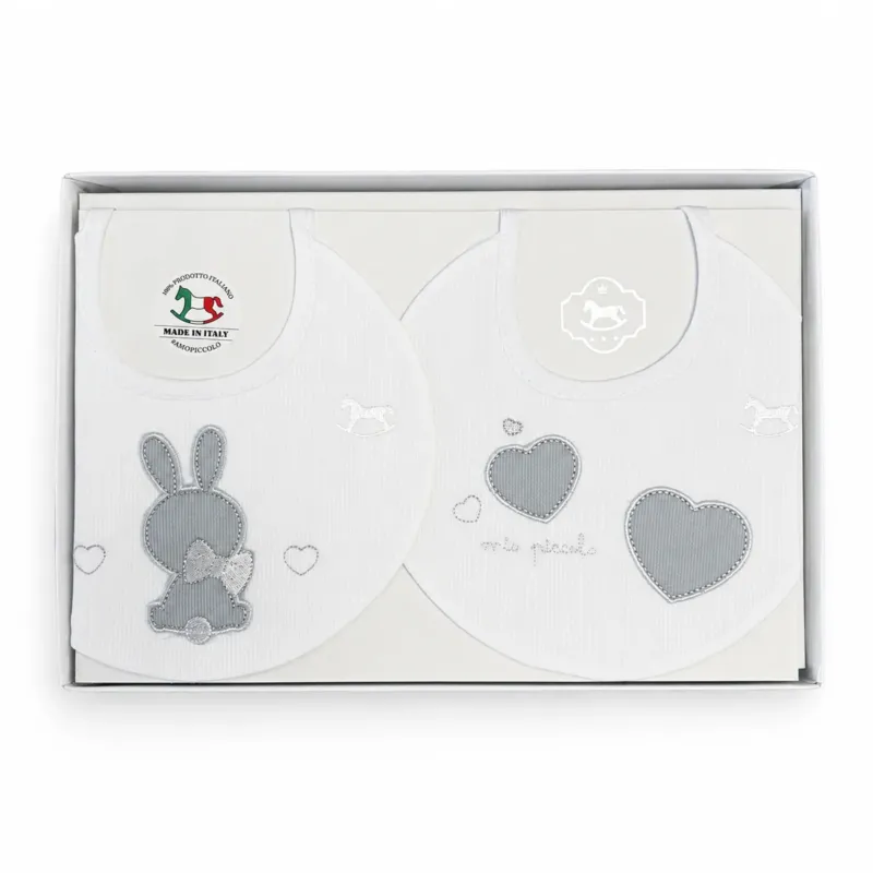 Coppia Bavaglini Neonato Ricamato in Cotone art.205 dis.567 - Mio Piccolo Promozione Esclusiva