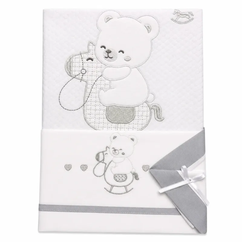 Coordinato Lettino Ricamato con Copertina in Cotone art.546 dis.865 - Mio Piccolo A Buon Prezzo