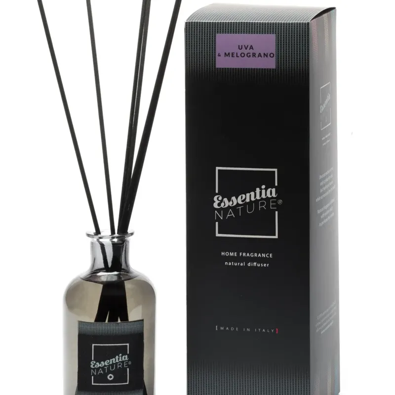 Nuovo Arrivo Diffusore Naturale Luxury in Vetro Scuro e Midollini Uva&Melograno 250 ml - Essentia
